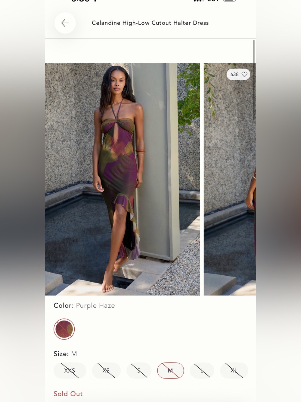 Anthropologie Halter Midi Dress in Purple Haze and Olive